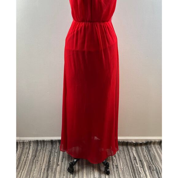 White by Vera Wang Red Evening Gown Sleeveless Choker Neckline Maxi Size 2 - Picture 3 of 9